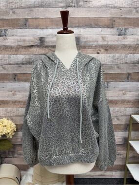Molly Bracken metallic leopard print cropped hoodie small